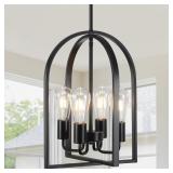 BLACK CHANDELIER 4-LIGHT, 12.59" MODERN FARMHOUSE