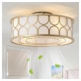 $136 20" GOLD FLUSH MOUNT CEILING FANS WITH LIGHTS