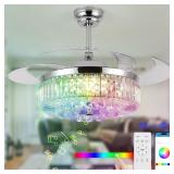 $221 48" FANDELIER CEILING FAN WITH LIGHT,SILVER R