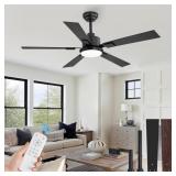 ZMISHIBO 52 INCH BLACK CEILING FANS WITH LIGHTS AN