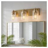 PREMIUM 3-LIGHT BRUSHED BRASS VANITY RECTANGULAR B