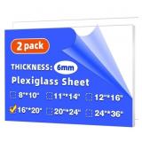 (2 PACK) 16" X 20" PLEXIGLASS SHEETS 1/4 INCH THIC