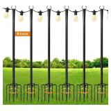 MULIVID 6 PACK 9FT STRING LIGHT POLES FOR OUTDOOR,
