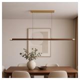 $200 47" WOOD LINEAR PENDANT LIGHT, MODERN WABI-SA