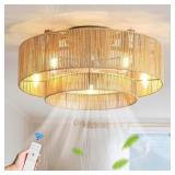 $140 AINQIANT 20 INCH BOHO CAGED CEILING FANS WITH