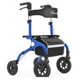 $150 PLANET WALK FOLDABLE ROLLATOR WALKER: 10" & 8