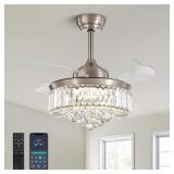$140 36 INCH CRYSTAL CHANDELIER FAN, CEILING FAN W