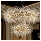 $594 WELLMET GOLD CRYSTAL CHANDELIER 43.3 INCH 2 T