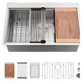 $270 28 INCH DROP IN KITCHEN SINK WORKSTATION-VASO