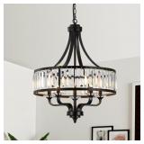 $170 MODERN BLACK CRYSTAL CHANDELIER,5-LIGHT FARMH