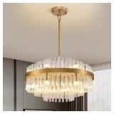 $280 SILJOY 12 LIGHTS GOLD CRYSTAL CHANDELIER FOR