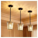 $130 3 PACK CRYSTAL PENDANT LIGHTS KITCHEN ISLAND