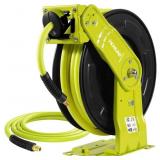 RETRACTABLE GARDEN HOSE REEL, 50 FT HI-VIS NEON GR