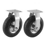 (2 PACK) RRQ 8 INCH CASTER WHEELS, PNEUMATIC RIGID