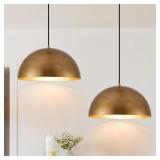 $169 16" DOME GOLD PENDANT LIGHT, FARMHOUSE PENDAN