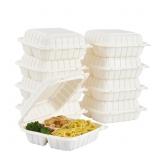 8X8" 3COMPARTMENT 50-PACK PLASTIC CLAMSHELL TAKE O