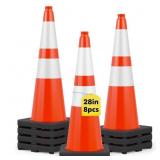 $103 HIGIANT 28 INCH TRAFFIC CONES 8 PACK, ORANGE