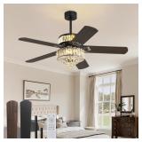 FANBULOUS 52 INCH CRYSTAL FANDALIERS CEILING FAN W