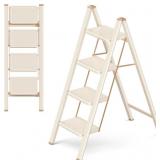 4 STEP LADDER FOLDING STEP STOOL WITH WIDE ANTI-SL