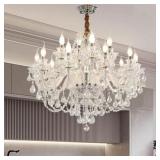 $377 CLEAR CRYSTAL CHANDELIER LIGHTING, DOUBLE LAY