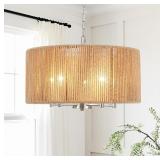 $160 RATTAN CHANDELIER FOR DINING ROOM, 5-LIGHT LA