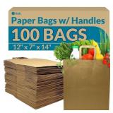 RELI. PAPER GROCERY BAGS W/HANDLES (100 PCS, BULK)