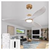 $110 52 INCH SOLID WOOD CEILING FANS WITH LIGHTS A