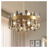 $319 SILJOY 12-LIGHT MODERN CRYSTAL CHANDELIER LUX