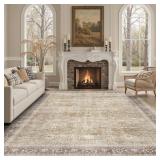 DCX BEIGE AND TAUPE 5X7 RUG, KID & PET FRIENDLY WI