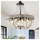 $166 MODERN EMPIRE CRYSTAL CHANDELIER FAN WITH 119