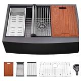 $387 33 INCH BLACK STAINLESS STEEL FARMHOUSE SINK