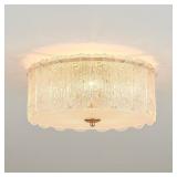 15  TEXTURED GLASS SEMI FLUSH MOUNT CEILING LIGHT