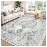 AREA RUG 6X9 VINTAGE RUGS: WASHABLE INDOOR MEDALLI