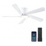 CHESUR 54" FLUSH MOUNT CEILING FAN - WHITE LOW PRO