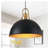 INDUSTRIAL BLACK LARGE PENDANT LIGHT 15.74" MATTE