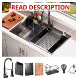 $198 30X18 BLACK DROP-IN KITCHEN SINK: DEEP SINGLE