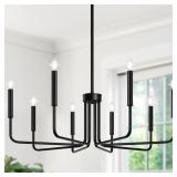 LYNNOLAND BLACK 8-LIGHT CHANDELIER, FARMHOUSE CHAN