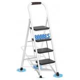 4 STEP LADDER, FOLDING STEP STOOL WITH WIDE ANTI-S
