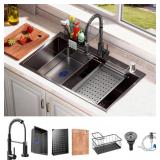 $198 30X18 BLACK DROP-IN KITCHEN SINK: DEEP SINGLE