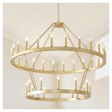 $279 HHR 48" GOLD WAGON WHEEL CHANDELIER 2 TIERS,