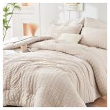 HYMOKEGE BEIGE CALIFORNIA KING COMFORTER SET SEERS