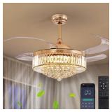 $169 48" MODERN GOLD CRYSTAL CEILING FAN WITH LIGH