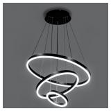 MODERN LED PENDANT LIGHT, BLACK CIRCULAR CHANDELIE