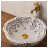 $189 VESSEL BATHROOM SINK FLOWER SHAPE DESIGN PORC