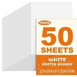 TUXIYA 50 PACK WHITE POSTER BOARD,22" X 28" WHITE