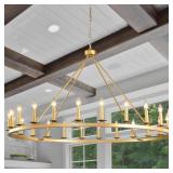 $309 GOLD WAGON WHEEL CHANDELIER 53-INCH 24-LIGHT,