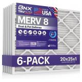BNX TRUFILTER 20X25X1 AIR FILTER MERV 8 (6-PACK) -