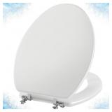 ELONGATED WHITE TOILET SEAT NATURAL WOOD TOILET SE