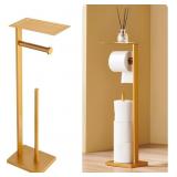 FREESTANDING TOILET PAPER HOLDER STAND WITH STORAG
