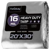 TARP 20X30FT, 16 MIL LARGE TARP, WATERPROOF TARPS
